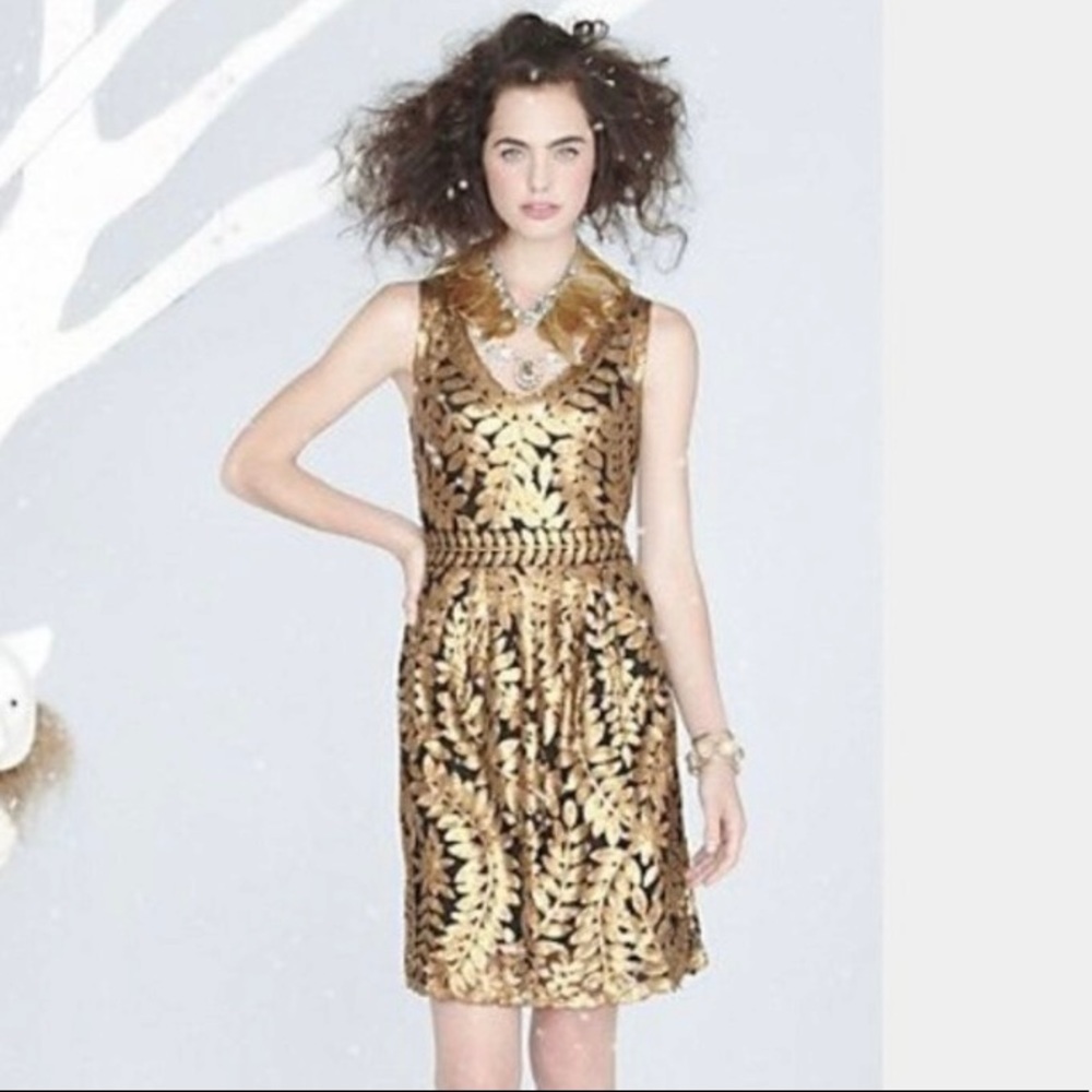 Project Alabama Anthropologie Sequin Dress - 2 Gold Cocktail Mini Dress